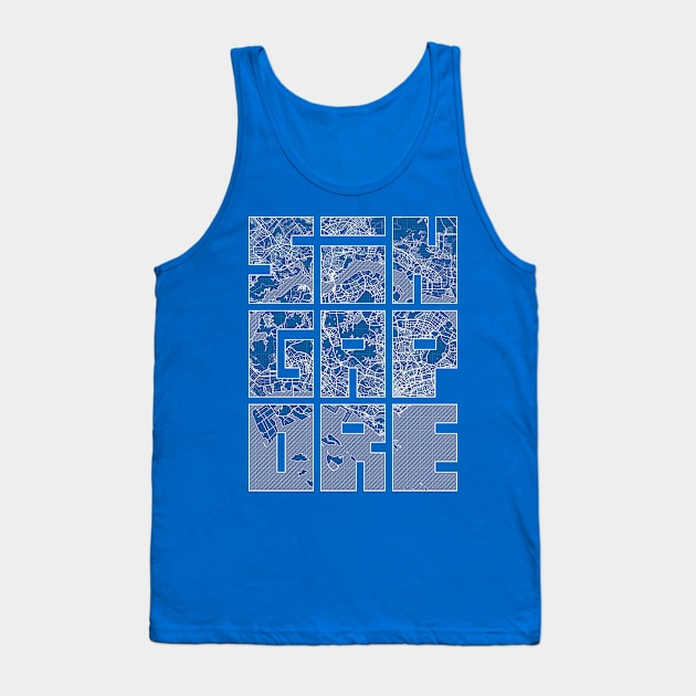 Singapore City Map Typography - Blueprint Tank Top by deMAP Studio